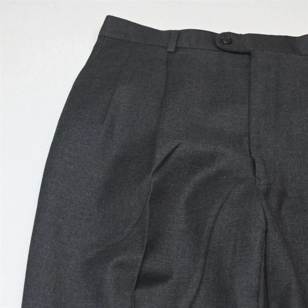 Vtg USA Made Hickey Freeman 43R 32x32 Gray 100% Wool Flannel Boardroom Mens Suit